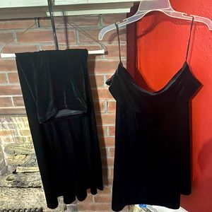 Velour wide leg pant set long sleeve